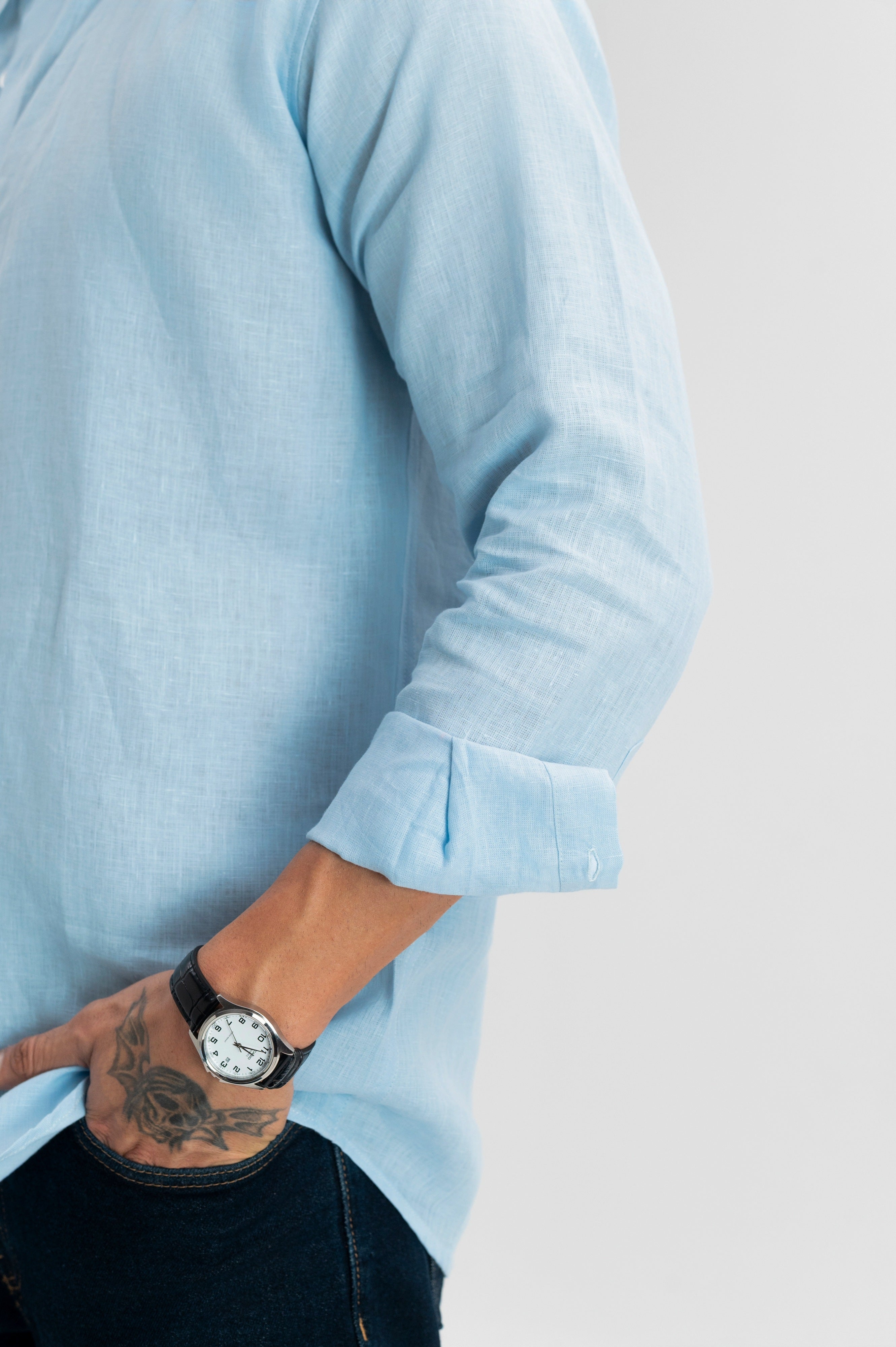 Ice Blue - 100% Pure Linen Shirt