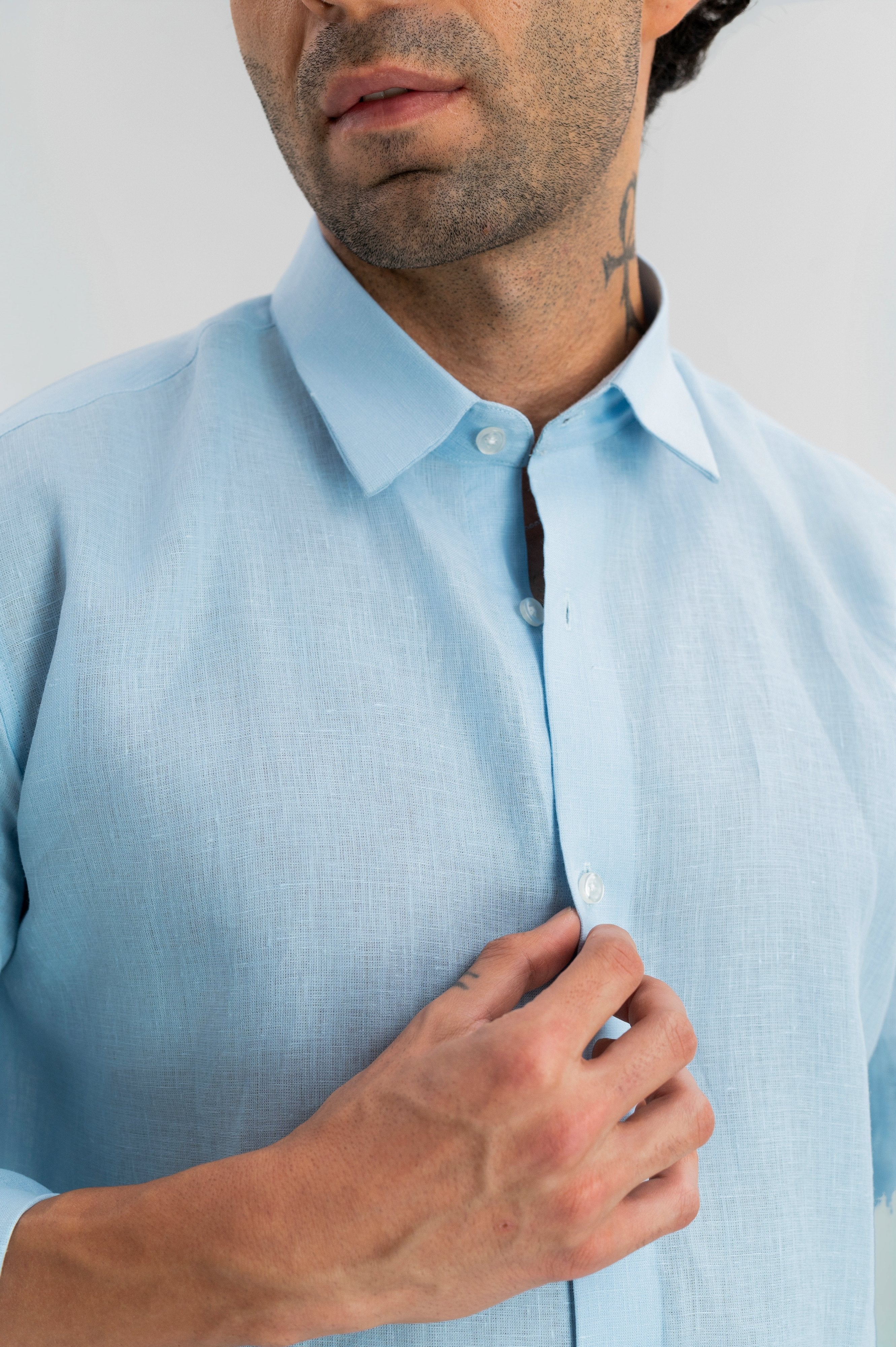 Ice Blue - 100% Pure Linen Shirt