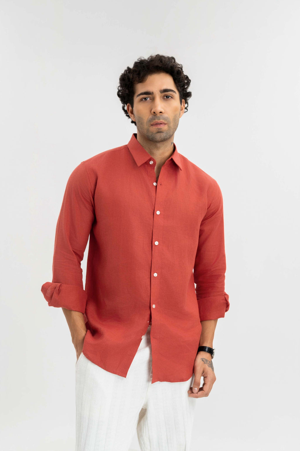 Rust Red - 100% Pure Linen Shirt