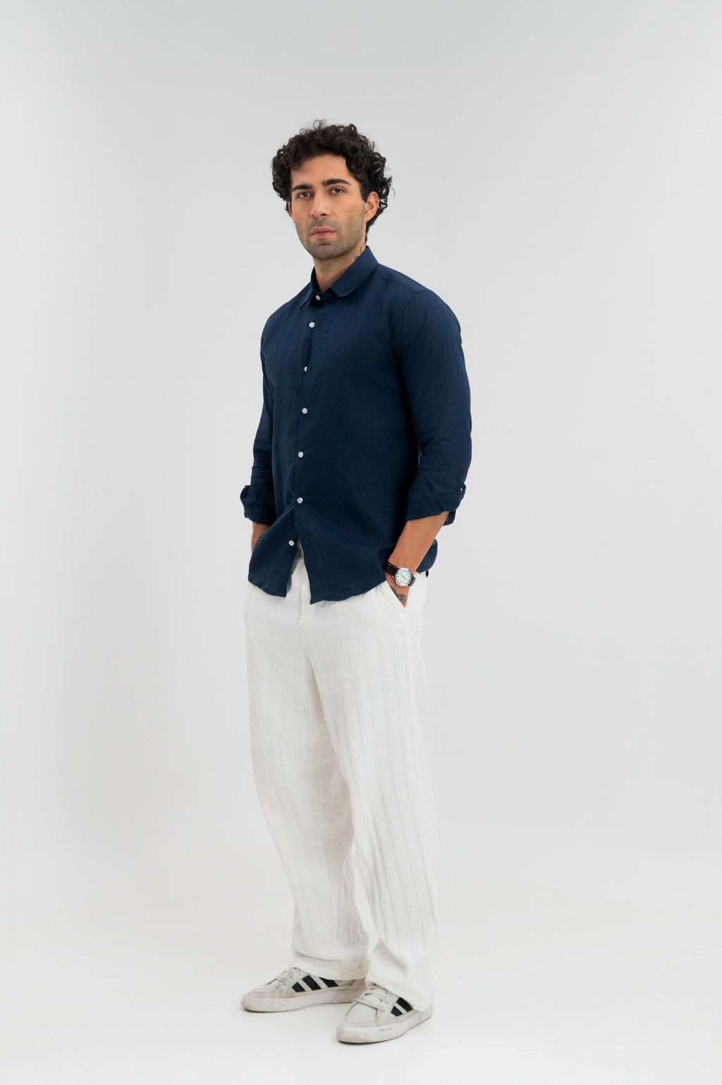 Navy - 100% Pure Linen Shirt