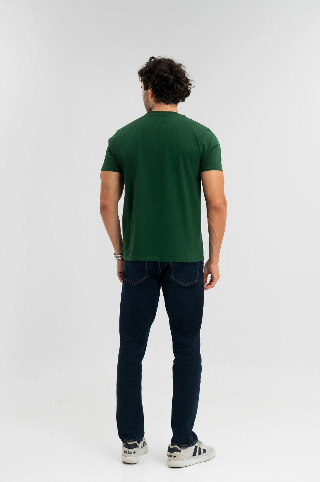 Dark Green - Pure Cotton Round Neck Tshirt