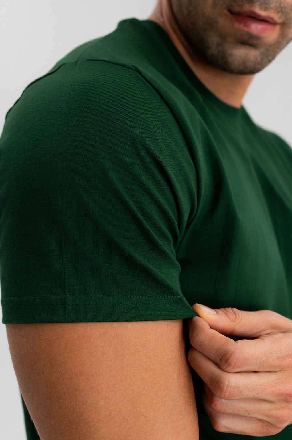 Dark Green - Pure Cotton Round Neck Tshirt