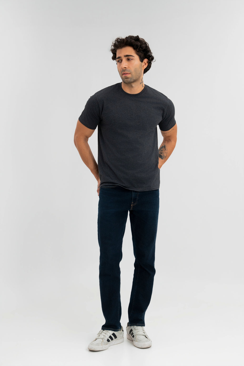 Charcoal - Pure Cotton Round Neck Tshirt