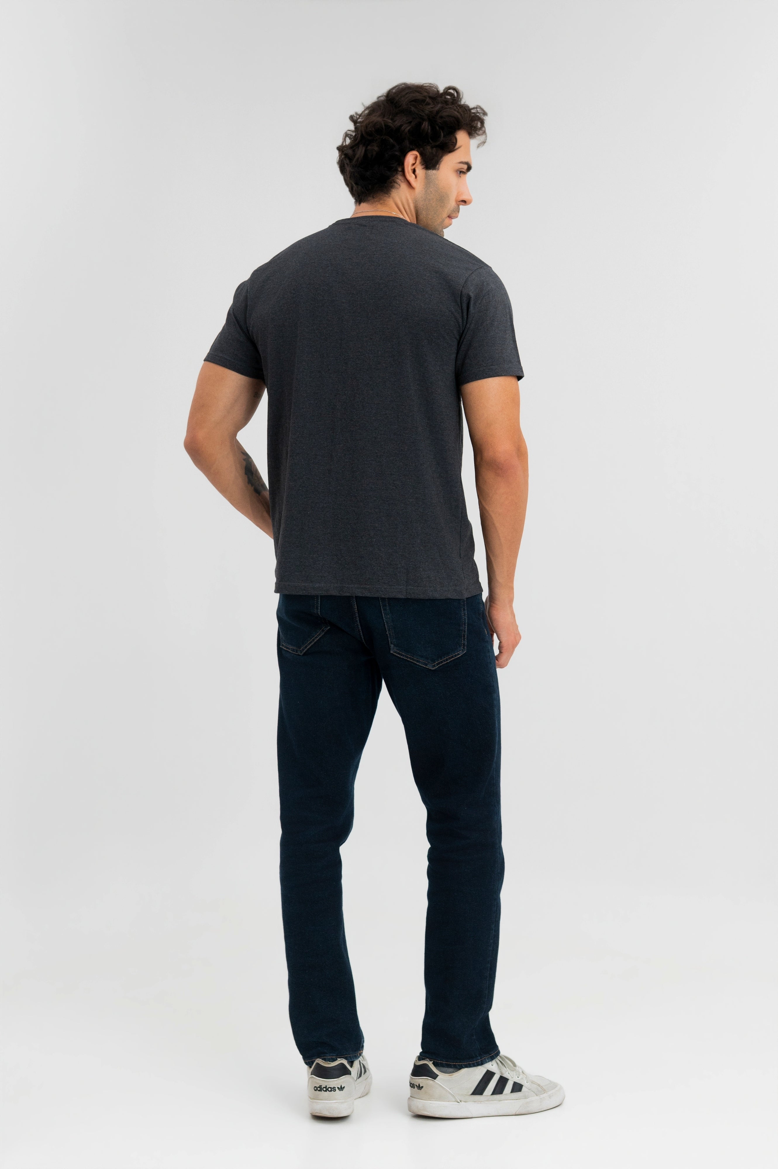 Charcoal - Pure Cotton Round Neck Tshirt
