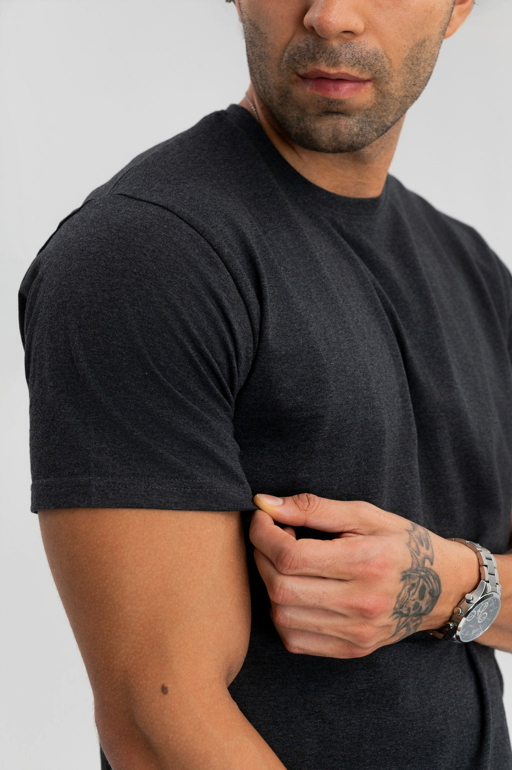 Charcoal - Pure Cotton Round Neck Tshirt