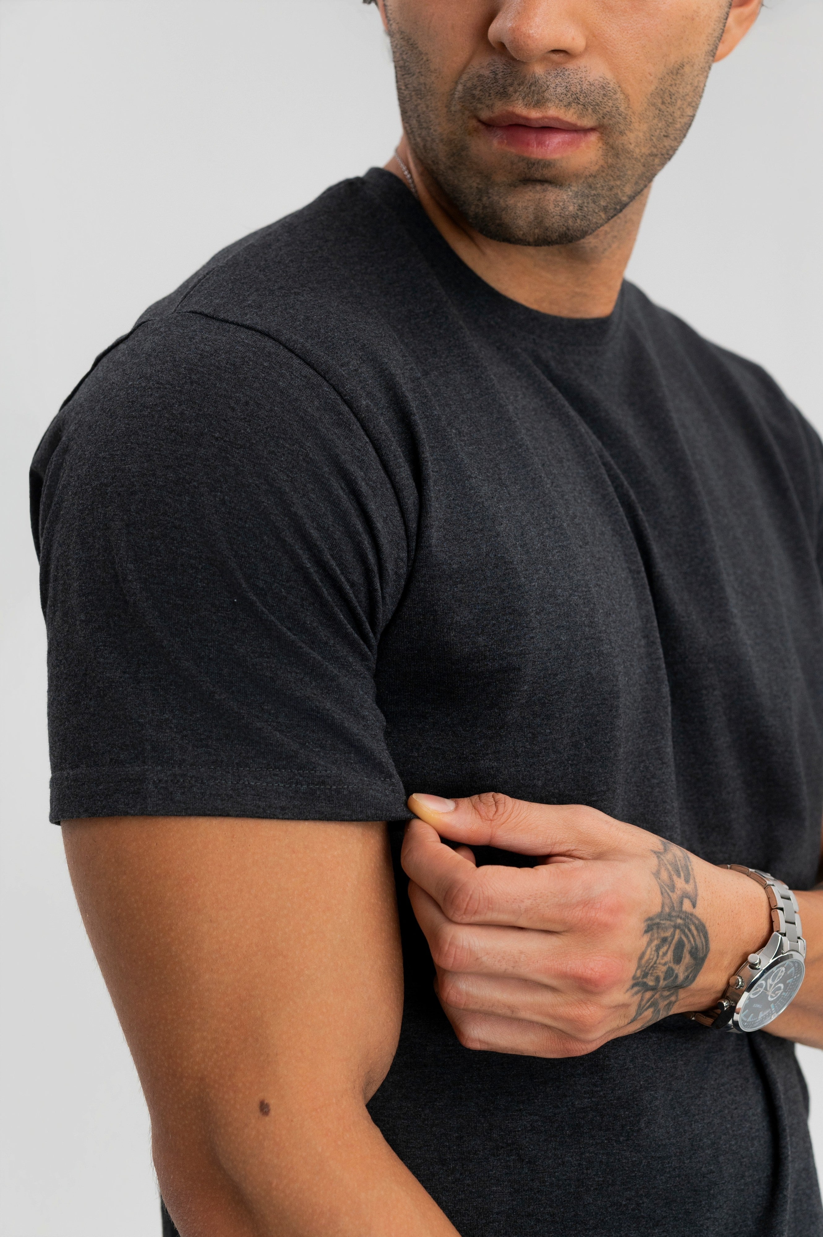 Charcoal - Pure Cotton Round Neck Tshirt