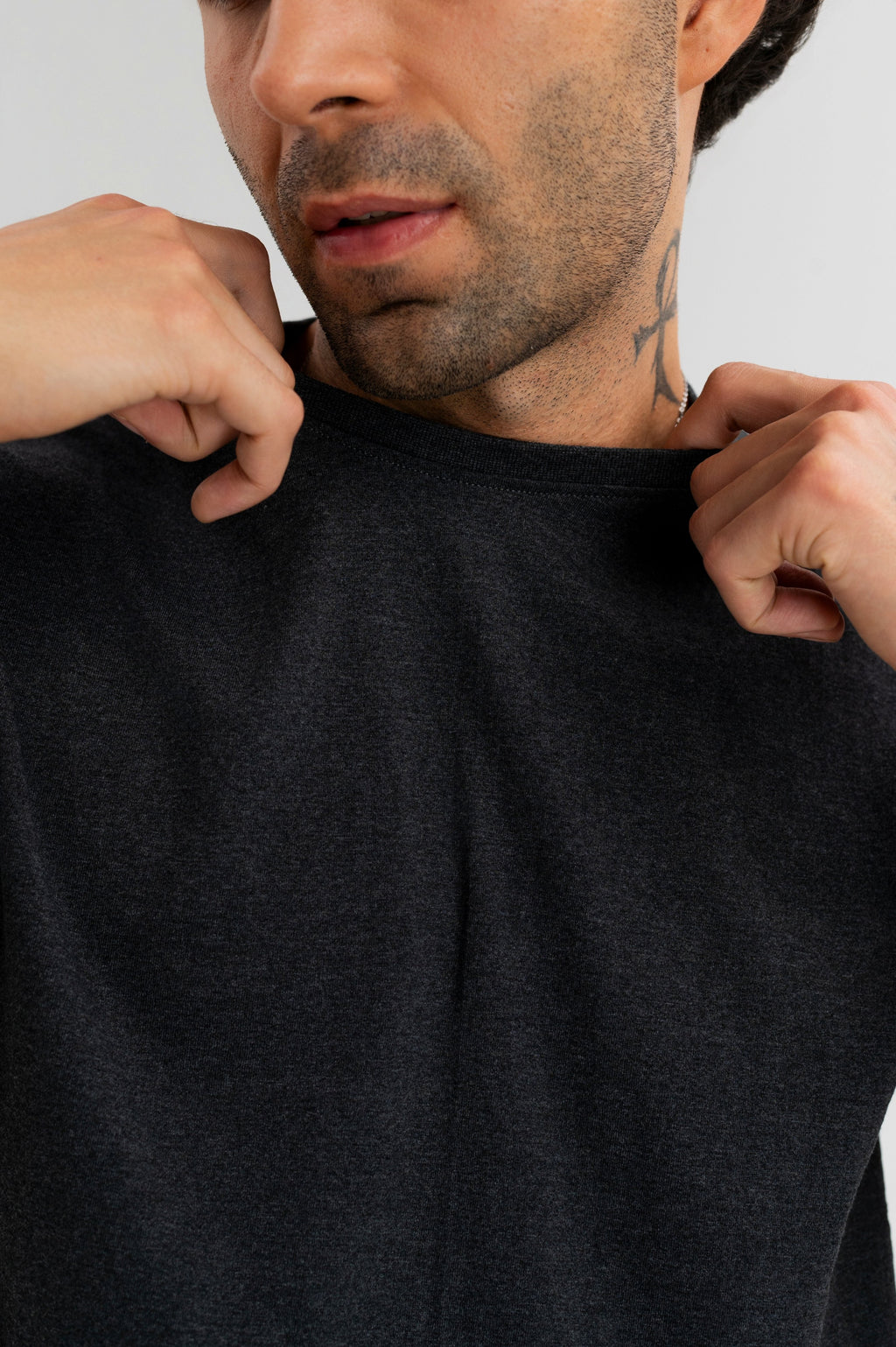 Charcoal - Pure Cotton Round Neck Tshirt