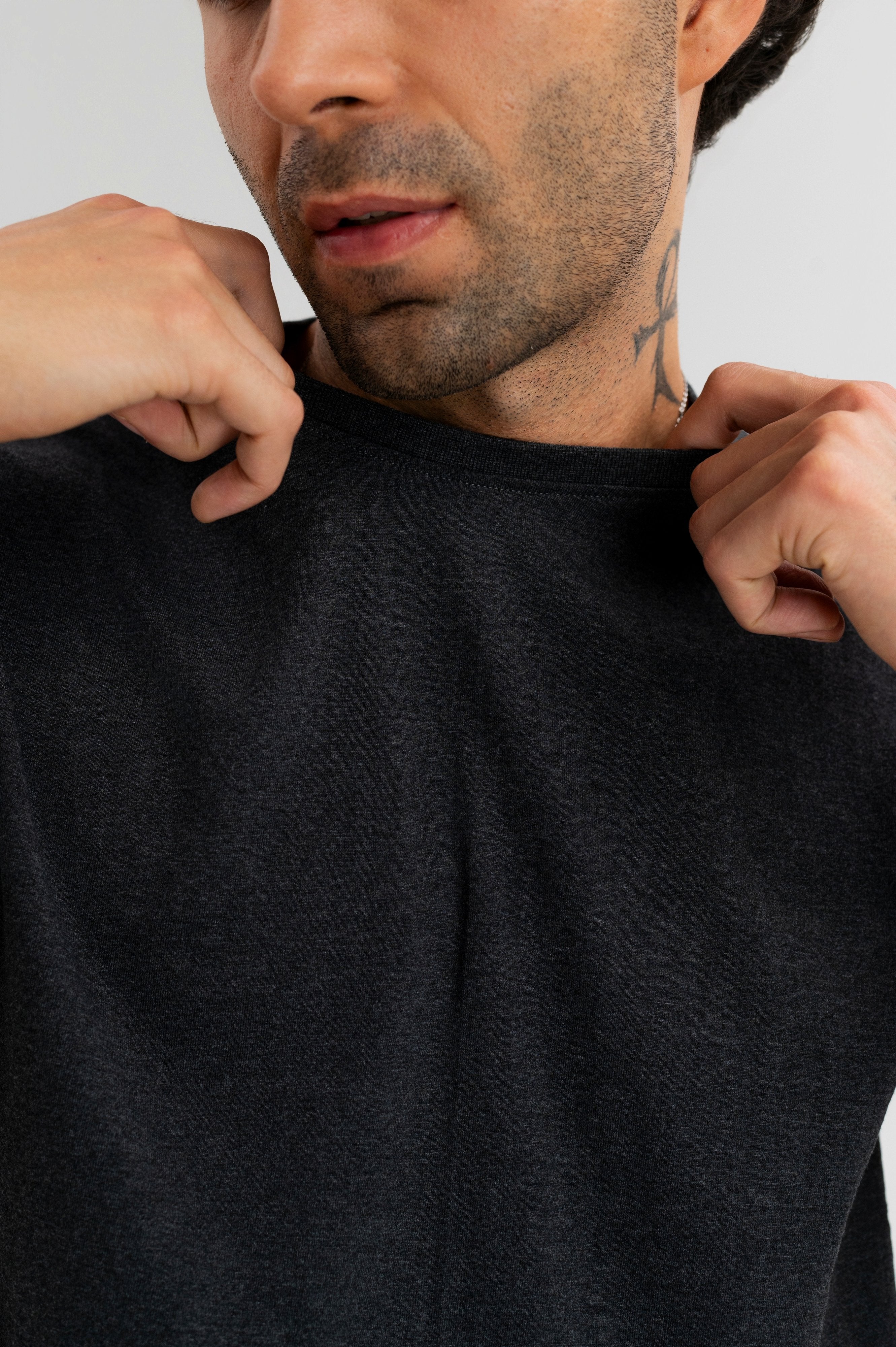Charcoal - Pure Cotton Round Neck Tshirt