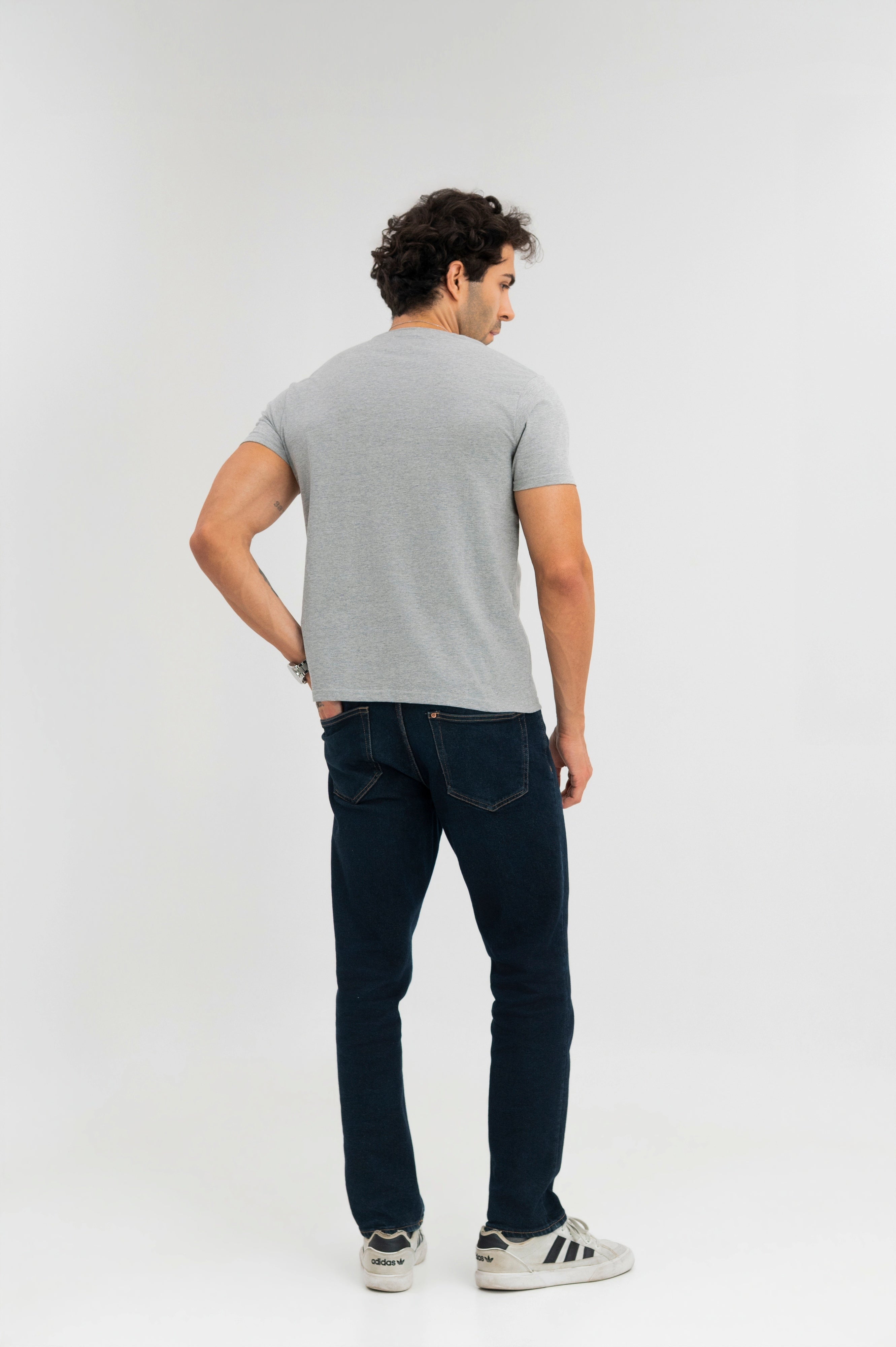 Light Grey - Pure Cotton Round Neck Tshirt