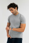 Light Grey - Pure Cotton Round Neck Tshirt