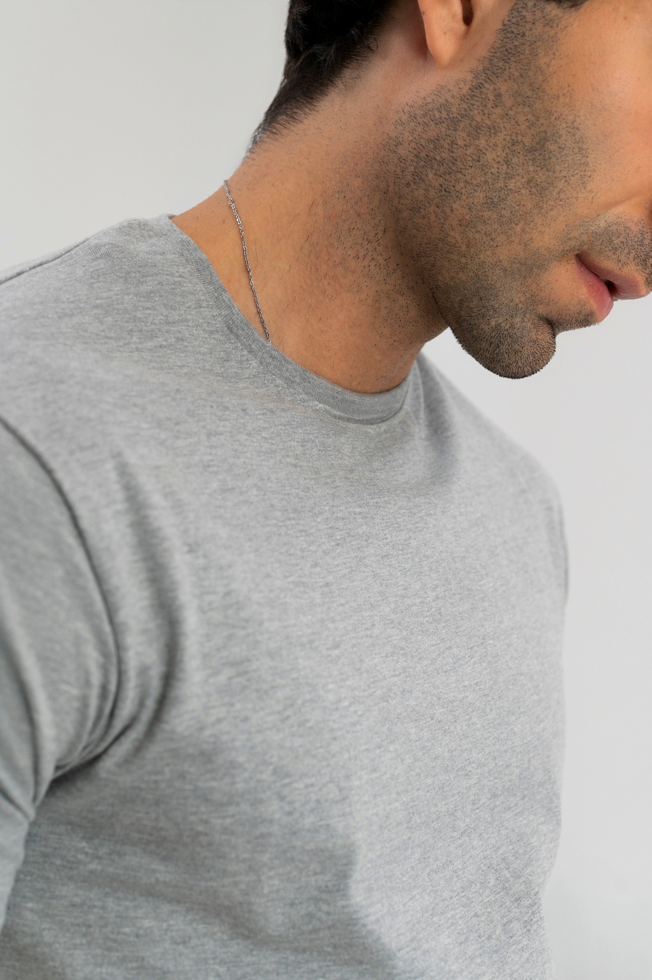 Light Grey - Pure Cotton Round Neck Tshirt
