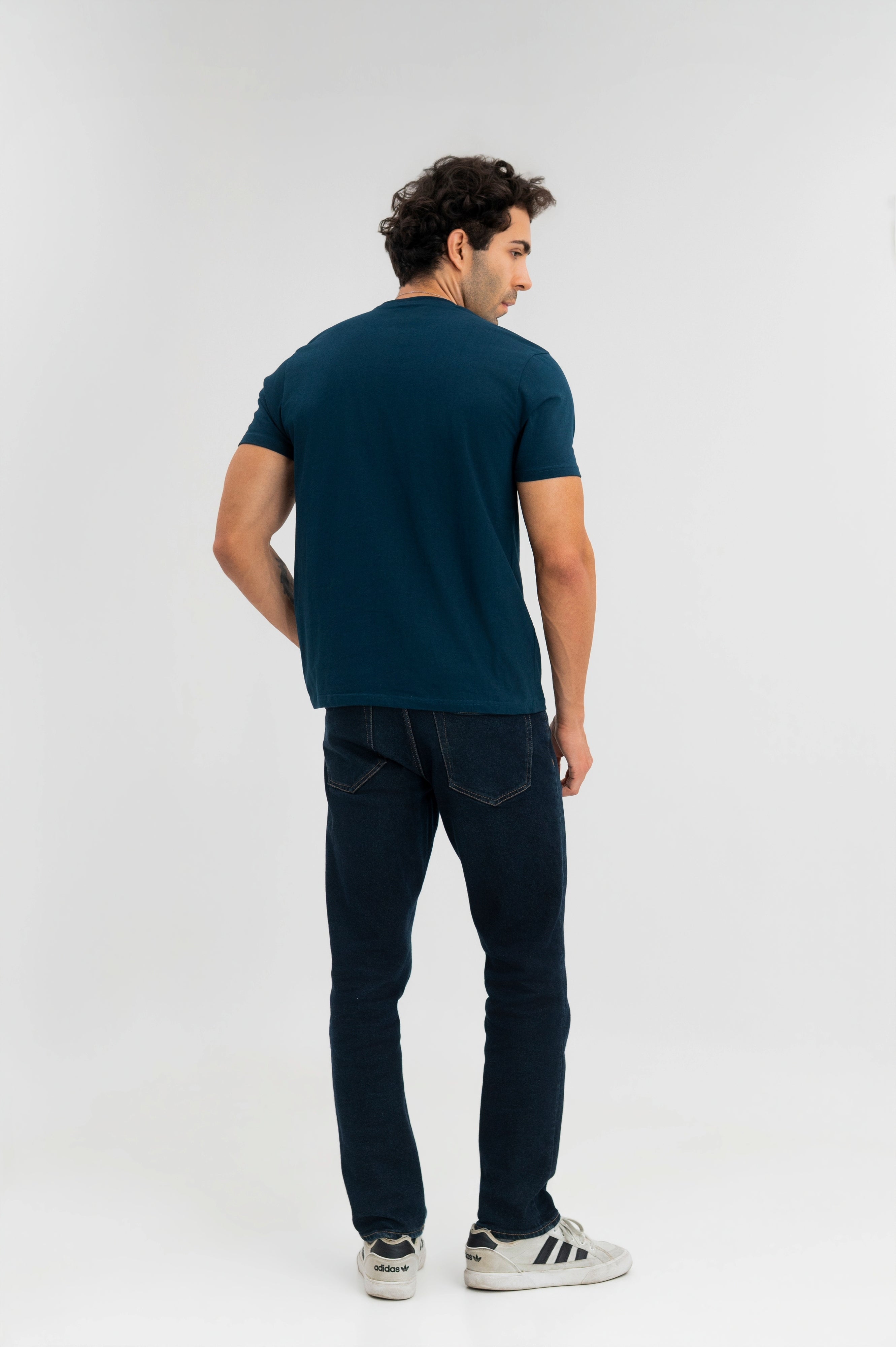 Steel Blue - Pure Cotton Round Neck Tshirt