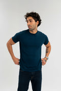 Steel Blue - Pure Cotton Round Neck Tshirt