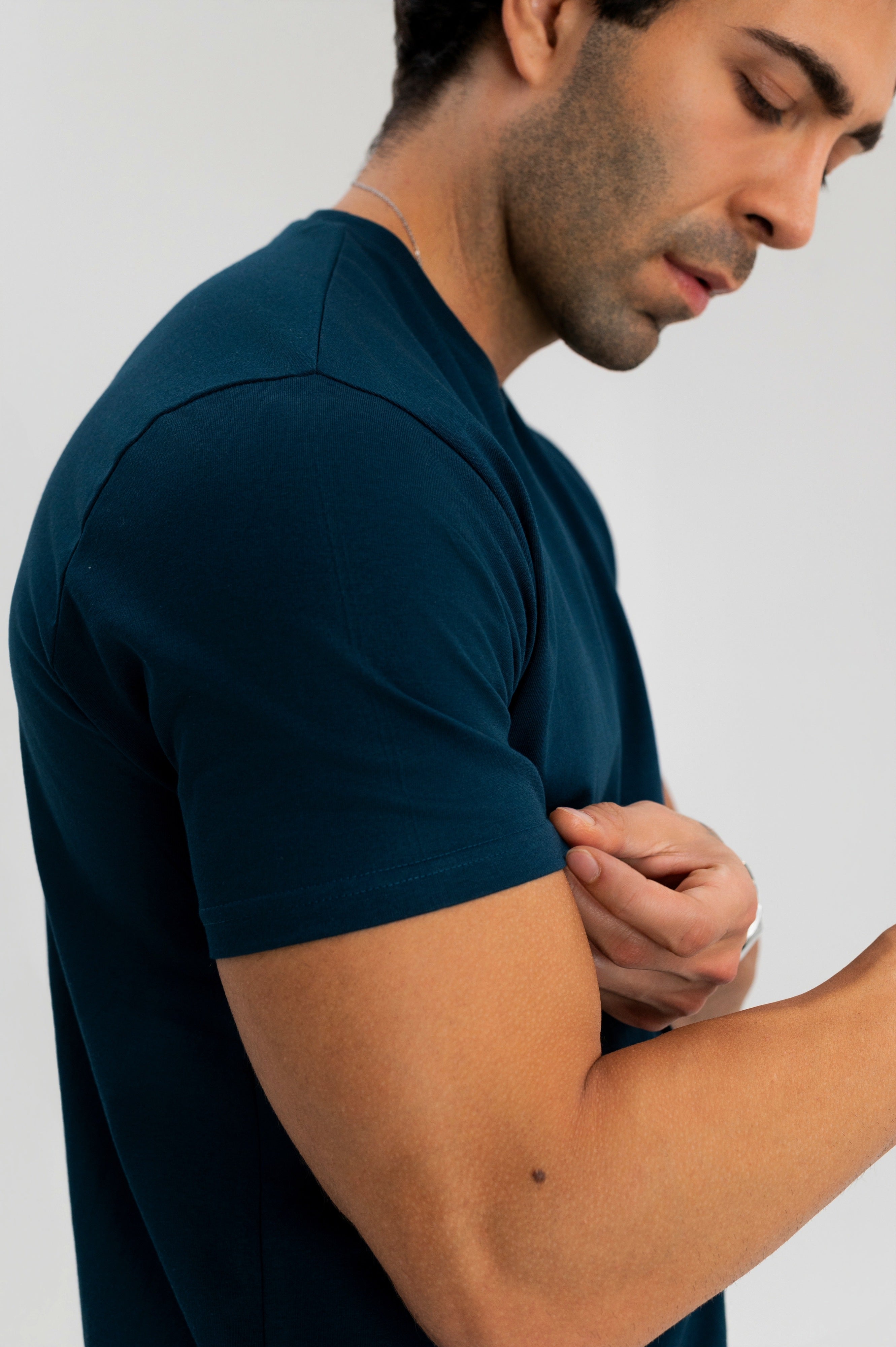 Steel Blue - Pure Cotton Round Neck Tshirt