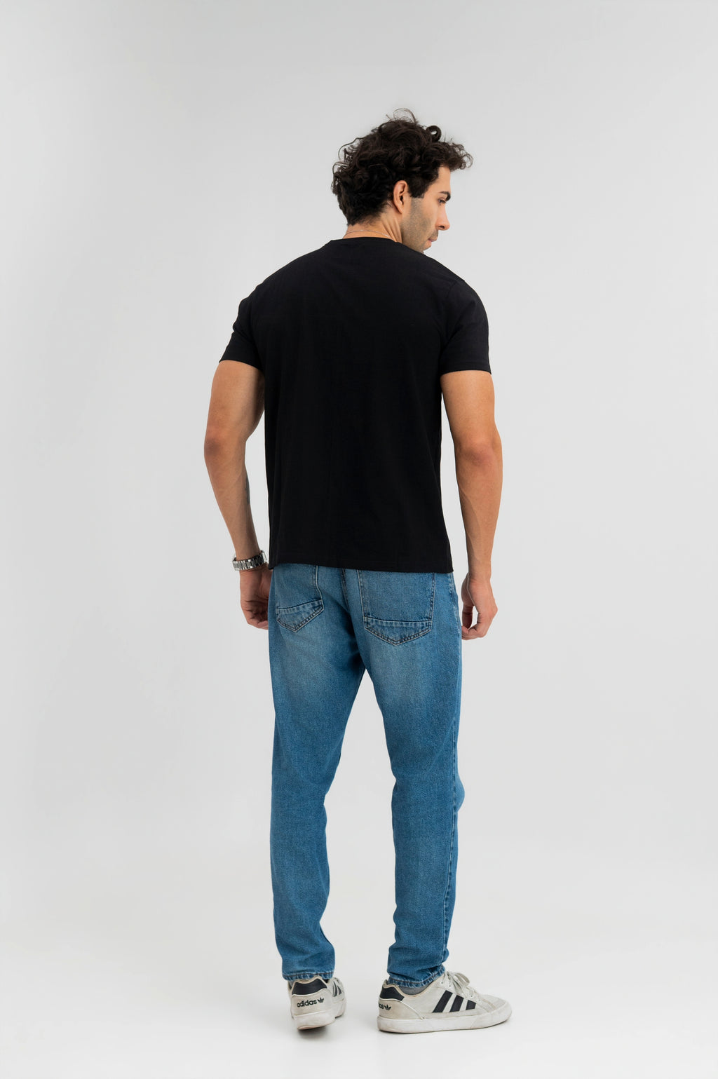 Black - Pure Cotton Round Neck Tshirt