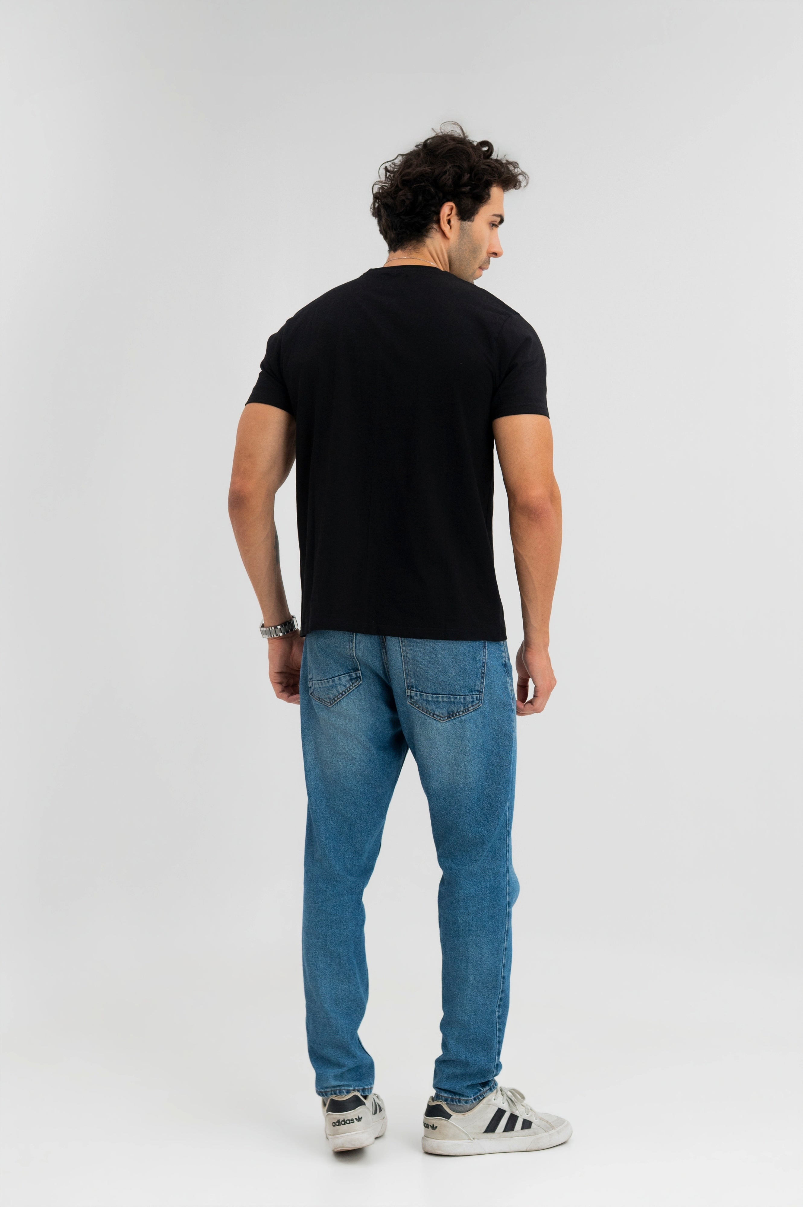 Black - Pure Cotton Round Neck Tshirt