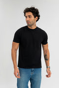 Black - Pure Cotton Round Neck Tshirt